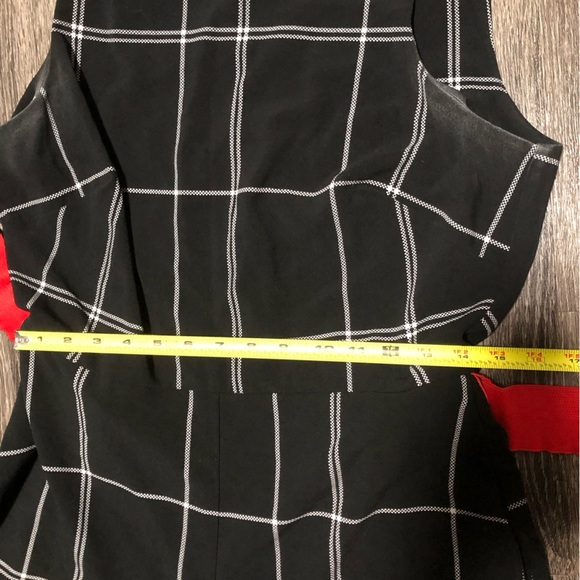 Tommy Hilfiger Plaid Jumpsuit with Red Belt, Wide Leg - Picture 6 of 8